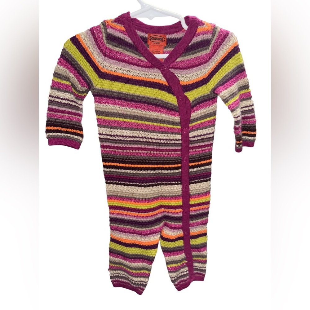 Missoni Kids Striped Footie in Purple and Yellow